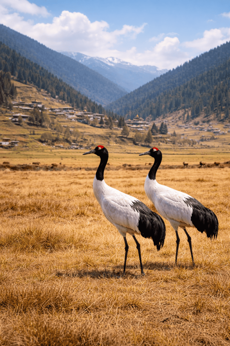 Black necked crane in Bhutan