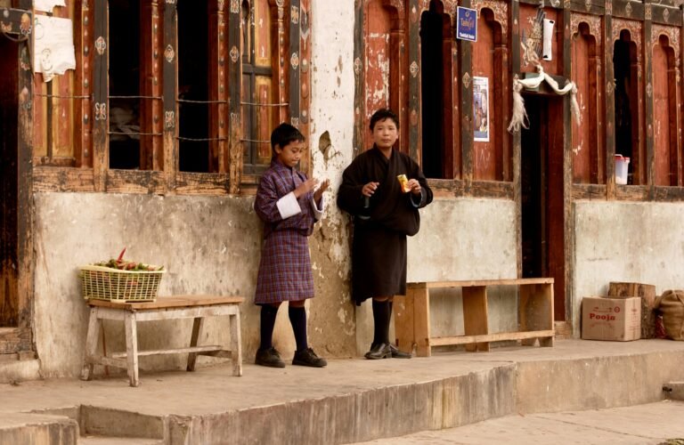 Image to two happy kids in Bhutan